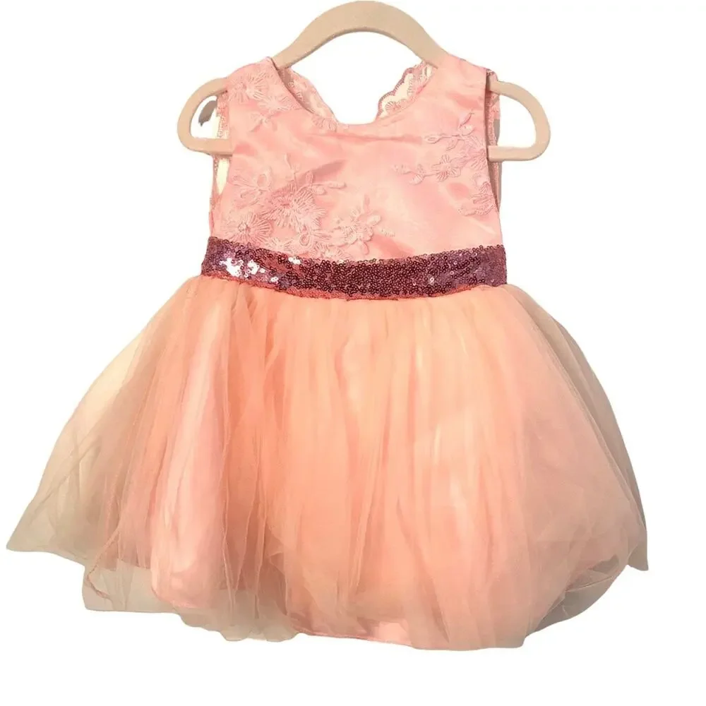 Special Occasion Little Girls Dress Size 12 months Tulle Sequin Flower Pageant